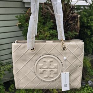 Tory Burch Cream Fleming Soft Chain tote
